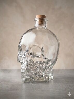 💀 Striking Clear Glass Skull Decanter Bottle with Stopper 💀